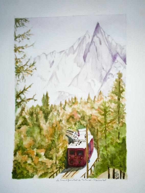 2022 05 03 aiguilles des drus chamonix en 2003 aquarelle